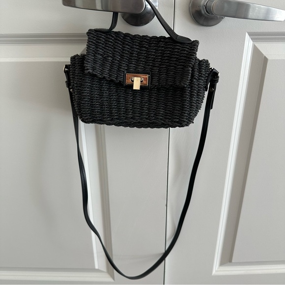 Zara Black Woven Crossbody Bag - Picture 1 of 3